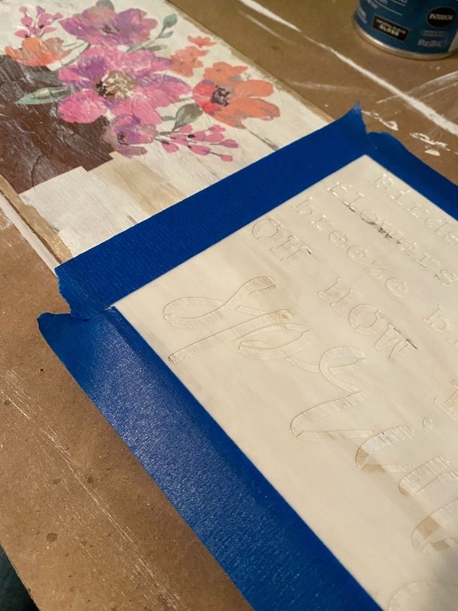 DIY Aged Spring Sign with Decoupage Napkin