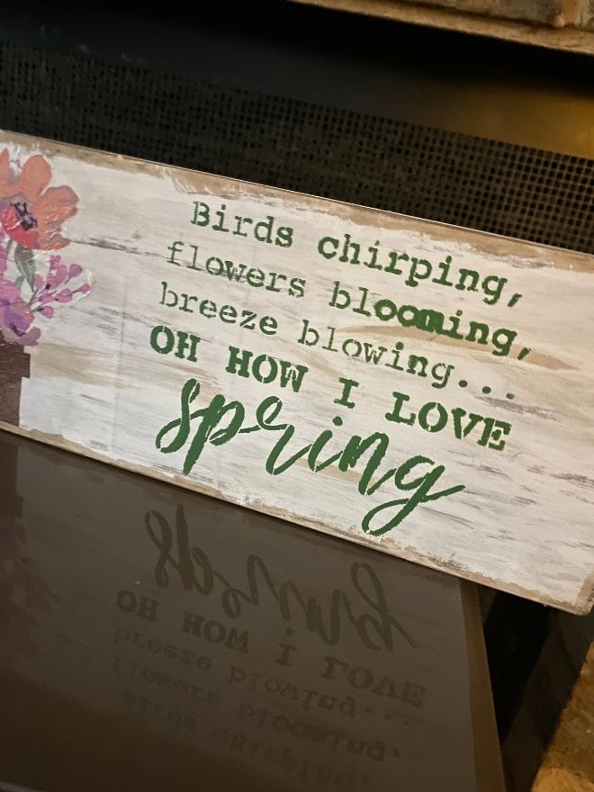 DIY Aged Spring Sign with Decoupage Napkin