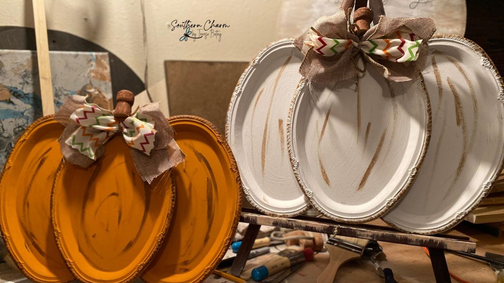 DIY Dollar Tree Silver Platter Pumpkin