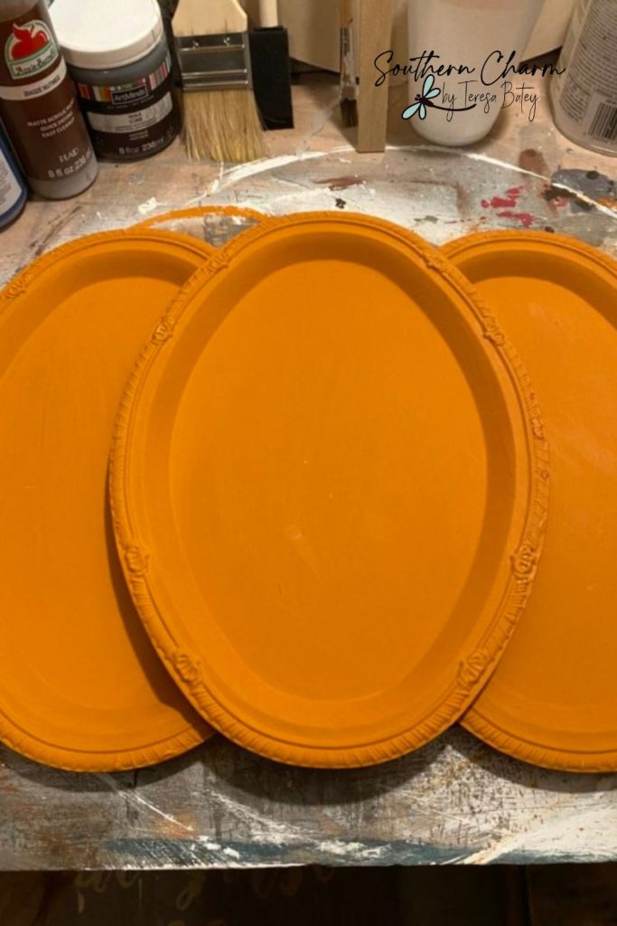 DIY Dollar Tree Silver Platter Pumpkin
