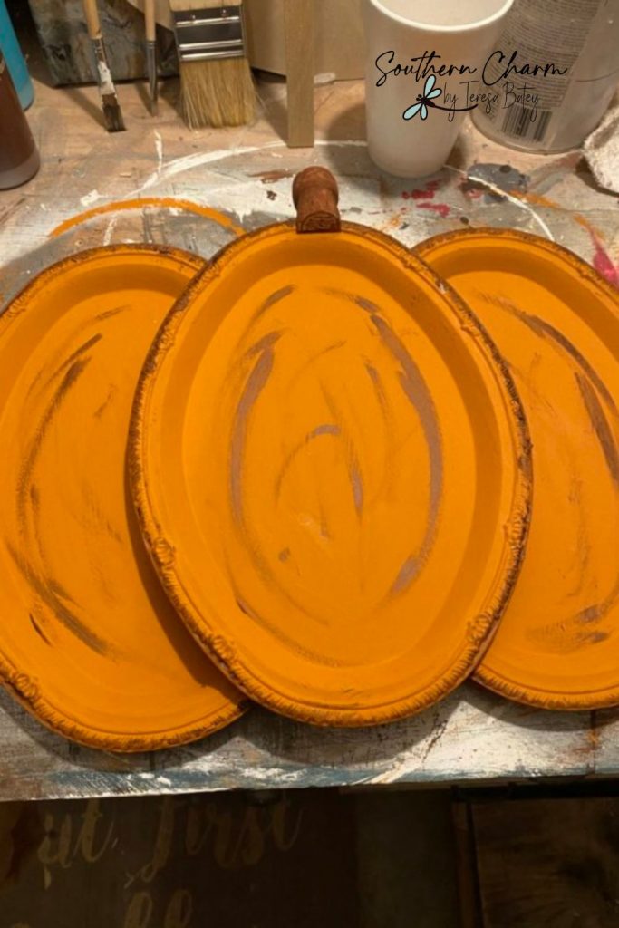 DIY Dollar Tree Silver Platter Pumpkin