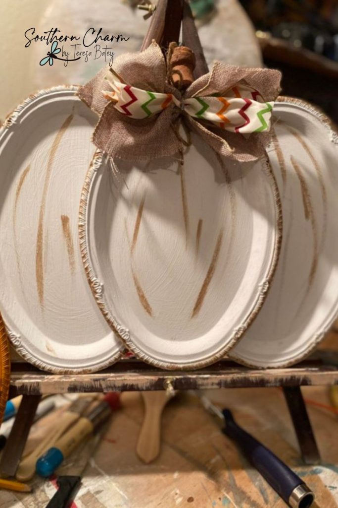 DIY Dollar Tree Silver Platter Pumpkin