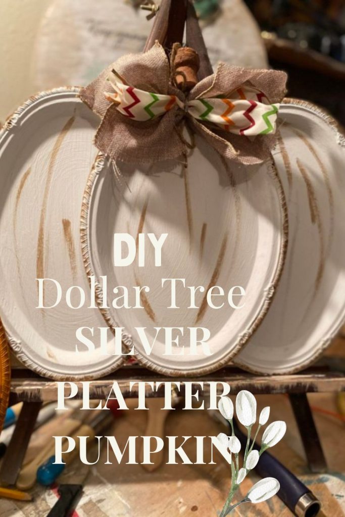 DIY Dollar Tree Silver Platter Pumpkin